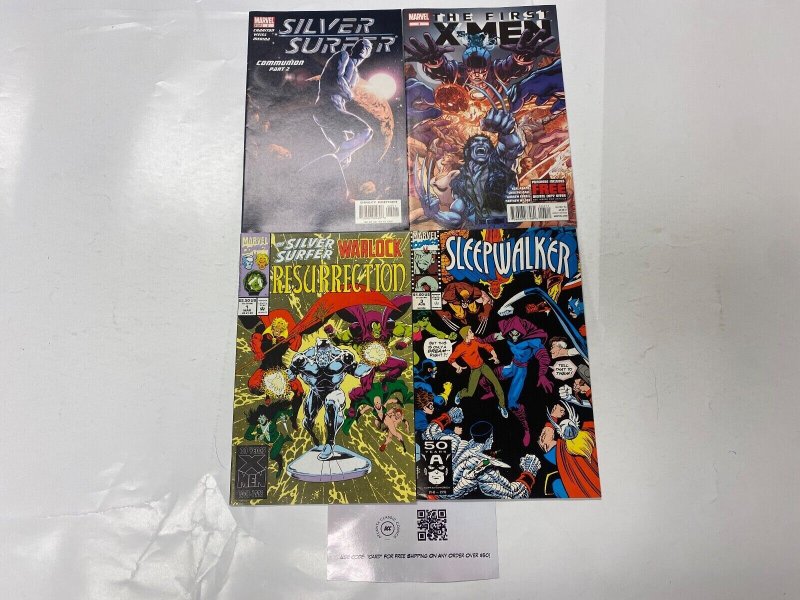4 MARVEL comic books Silver Surfer #2 First X-Men #4 Surfer/ Warlock #1 45 KM19