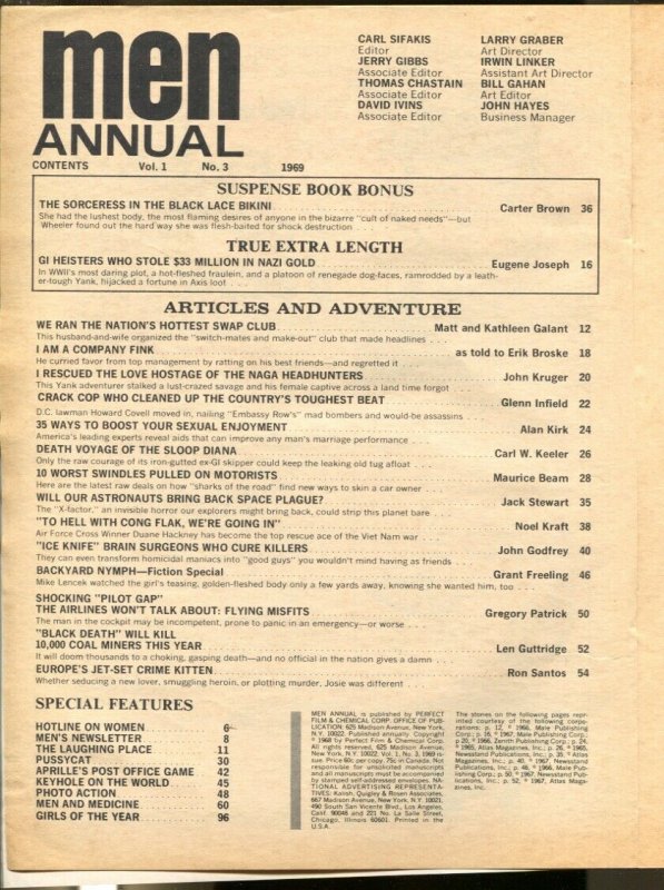 Men Annual #3 1969-Atlas-early Pussycat-Bill Ward-cheesecake-pulp thrills-VG+