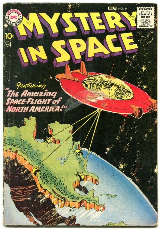 Mystery in Space #44 1958- Flying Saucer cover-DC Sci fi silver age VG