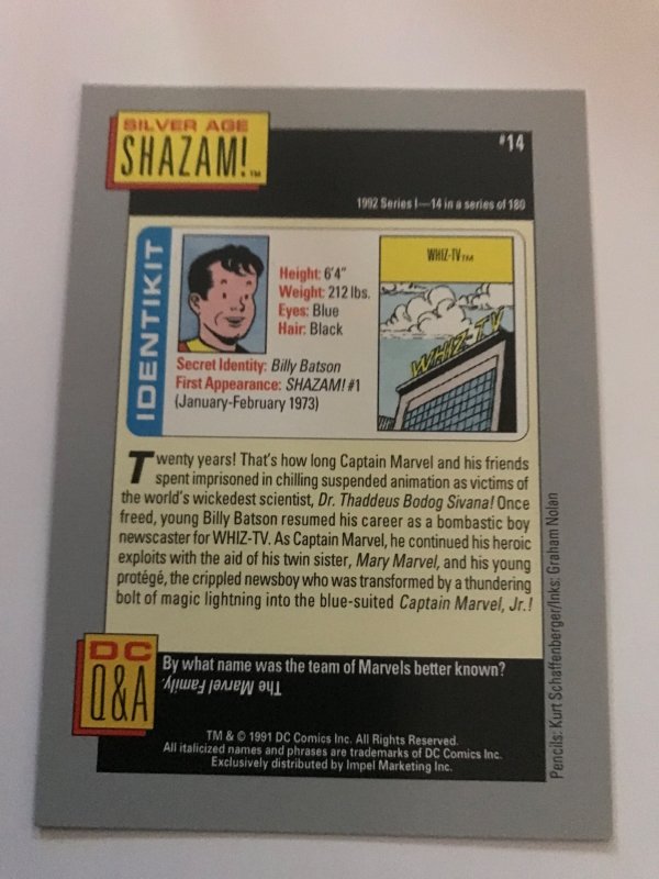 SA SHAZAM #14 card : 1992 DC Universe Series 1, NM/M, Impel,  Graham Nolan art