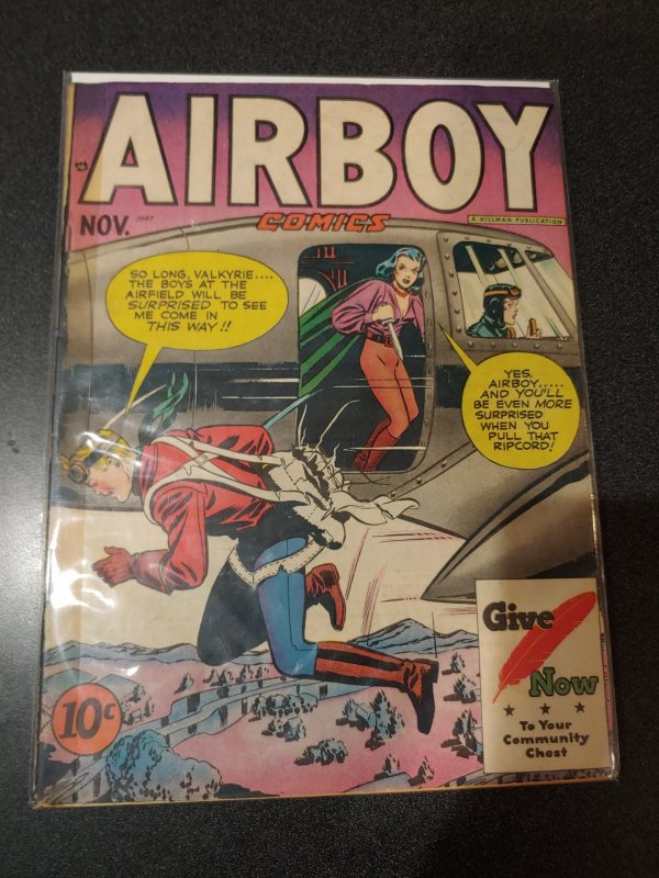 Airboy Comics Vol 4, #10 (Hillman, 1947) Fine Girl v Girl Catfight! Valkyrie