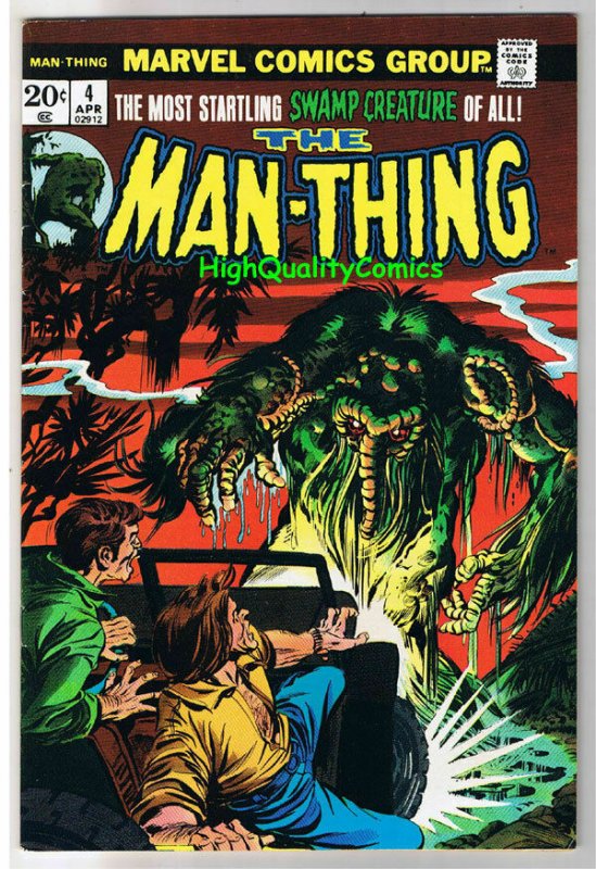 MAN-THING #4, VF-, Val Mayerik, Origin FoolKiller,1974, Fear, more in store