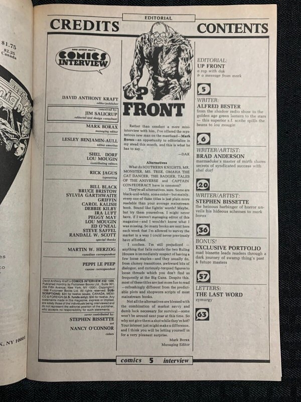 1986 COMICS INTERVIEW #32 FN+ 6.5 Swamp Thing / Steve Bissette
