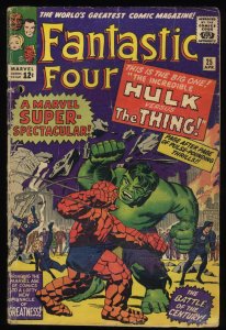 Fantastic Four #25 GD- 1.8 Classic Hulk Vs. Thing Battle!