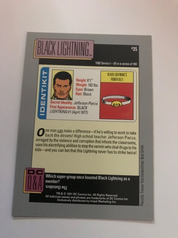 BLACK LIGHTNING #35 card : 1992 DC Universe Series 1, NM/M, Impel, T VonEden art