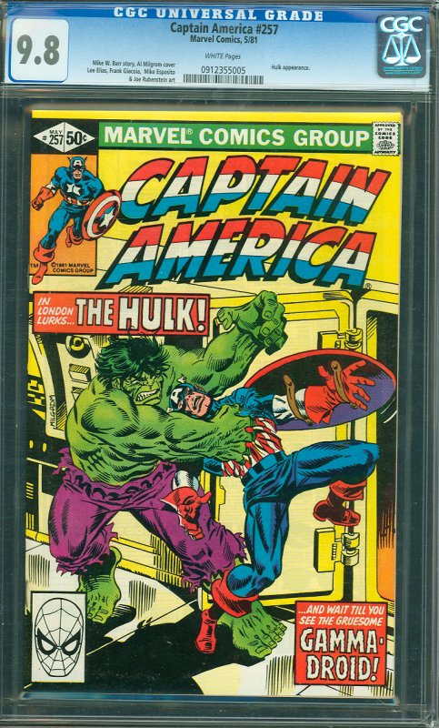 Captain America #257 CGC Graded 9.8 Hulk apparance