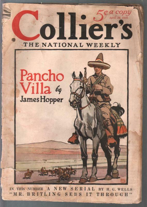 Collier's 4/28/1916-Pancho Villa-Mary Roberts Reinhart-HG Wells-P/FR