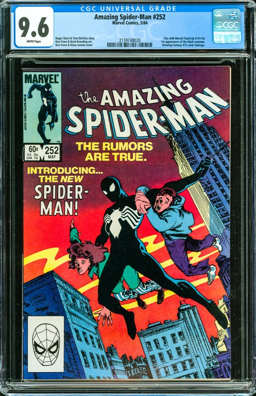 Amazing Spider-Man #252 (1984) CGC Graded 9.6 - 1st App of the Black Costume