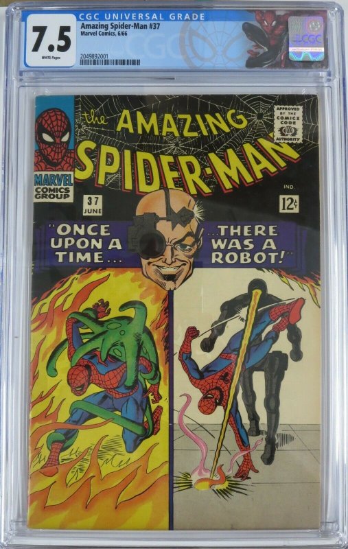 AMAZING SPIDER-MAN #37 (Marvel,6/1966) CGC 7.5 WHITE PAGES 1st Norman Osborne