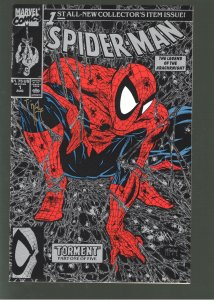 SPIDERMAN 1(1990) BLACK ACTUAL MCFARLANE SIGNATURE,IN GOLD.9.2 NM