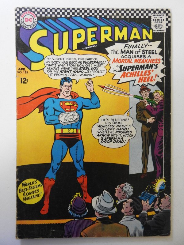 Superman #185 (1966) VG Condition moisture stain