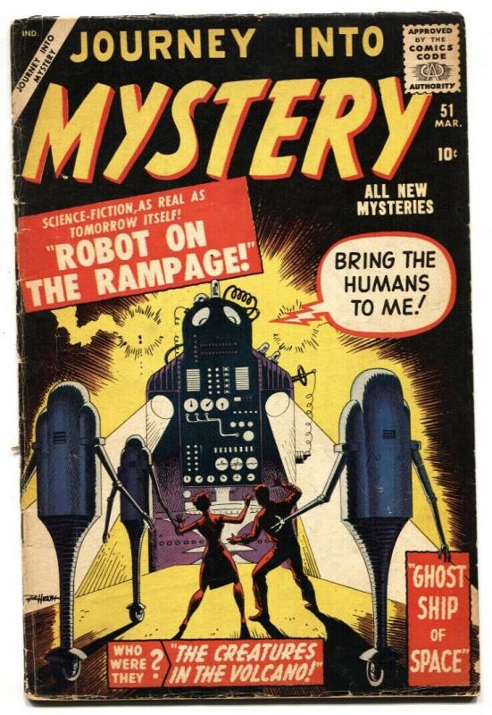 JOURNEY INTO MYSTERY #51 vg- 1959 Atlas Kirby and Ditko robot cover