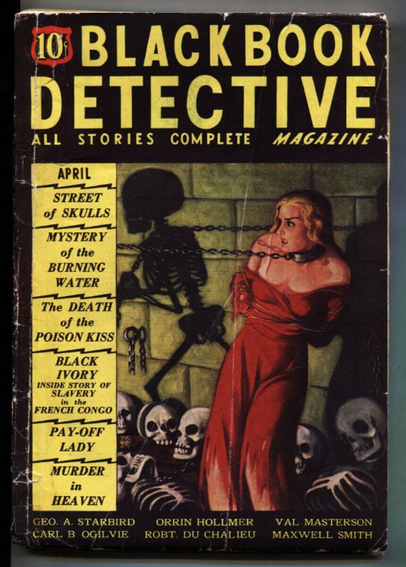 BLACK BOOK DETECTIVE-April 1935-WEIRD MENACE SKULL cover-Rare Pulp!