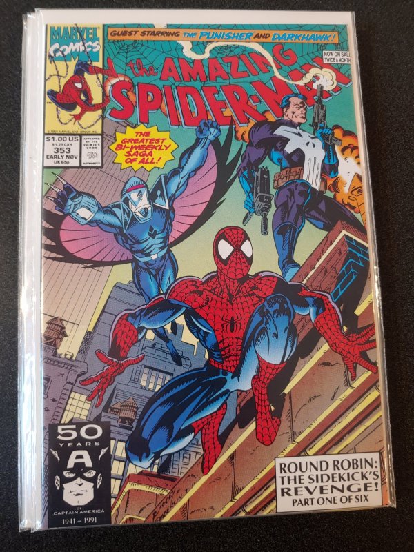 AMAZING SPIDER-MAN #353 (Nov 1991) PUNISHER DARKHAWK Mark Bagley art