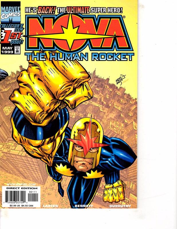 Lot Of 2 Marvel Comic Books Nova Human Rocket #1 and Space Knights #1 ON12