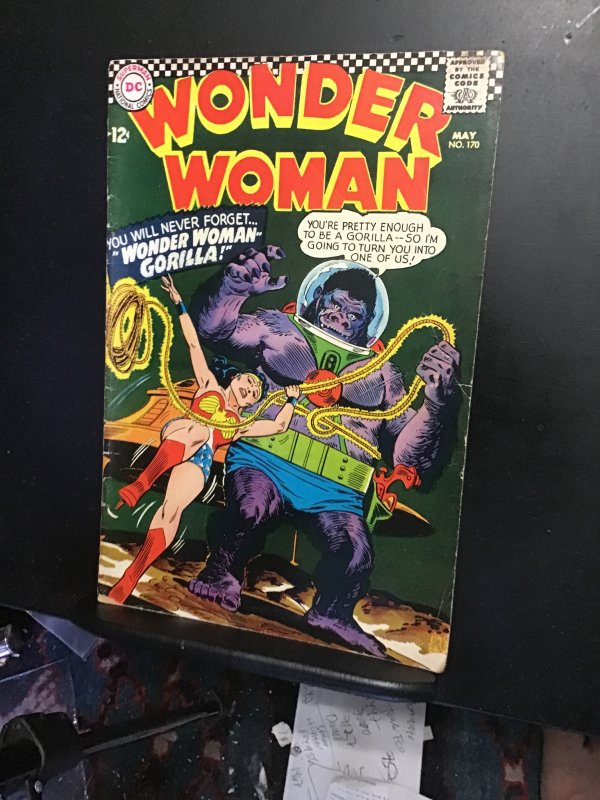 Wonder Woman #170 (1967) Gorilla key cover! Mid high grade VG/FN Wytheville CERT