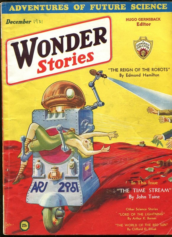 WONDER STORIES 12/1931-ROBOT-BLONDE BABE-FRANK R PAUL COVER-vg/fn