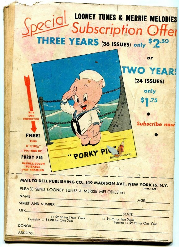 LOONEY TUNES AND MERRIE MELODIES #43 1945-PORKY-BUGS B G/VG