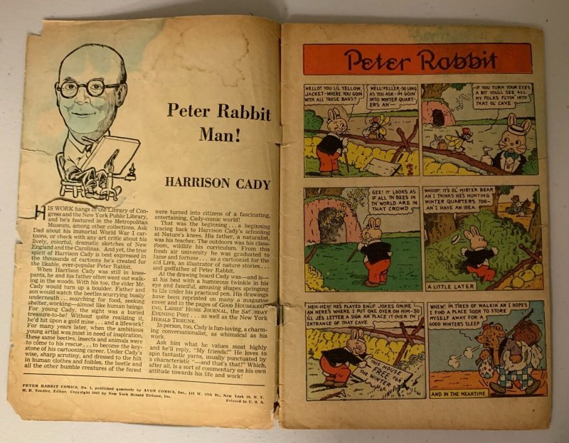 Peter Rabbit #1 torn cover 1.8 GD/FR (1947)