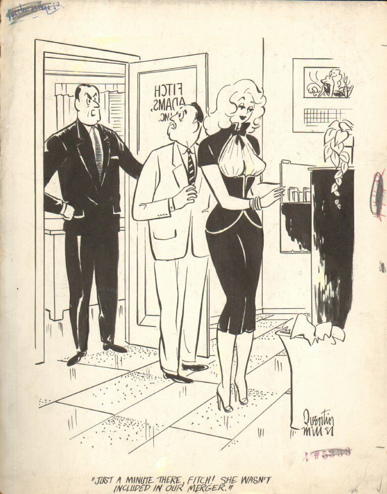 Sexy Secretary Gag S S Humorama On Board Art By Quentin Miller Comic Collectibles