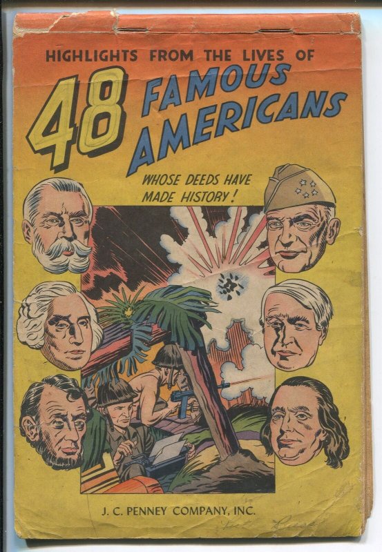 48 FAMOUS AMERICANS 1947-J C PENNEY CO-GIVEAWAY COMIC-SIMON & KIRBY-vg minus