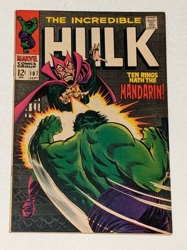 Incredible Hulk #107 F/VF 7.0 Mandarin appearance 