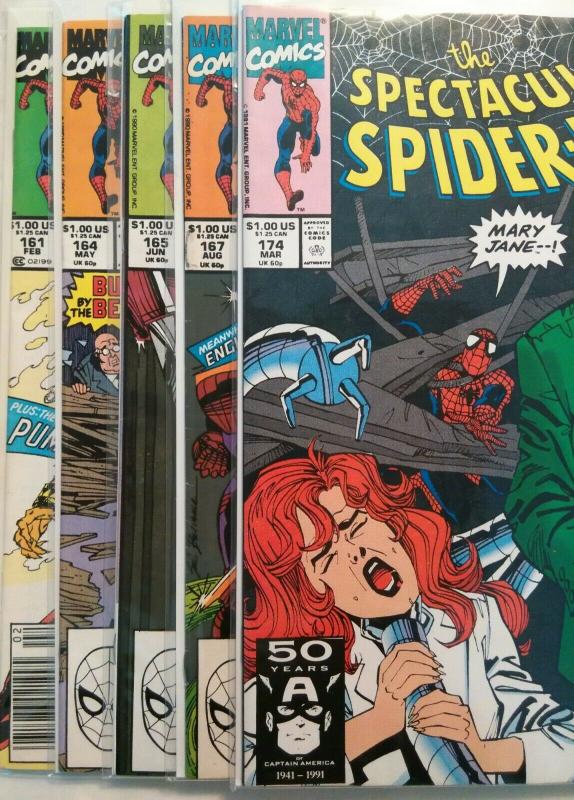 Marvel Comics Spectacular Spider-Man 1990, 1991 5 books #161,164,165,167,174