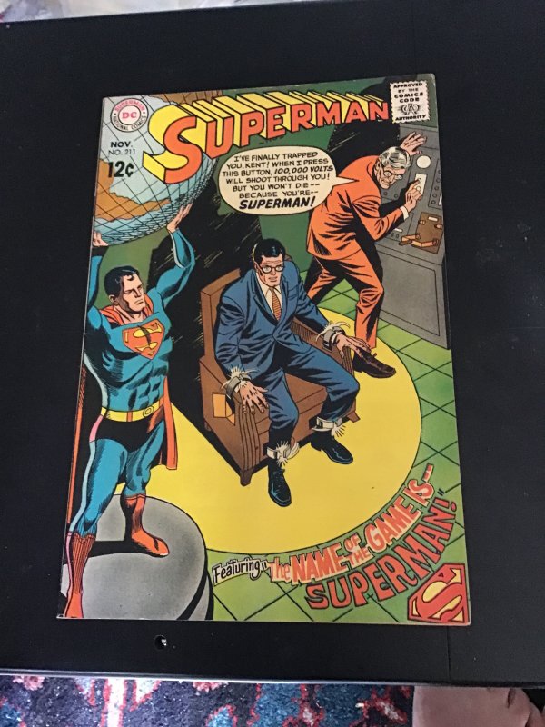 Superman #211 (1968) Artist criminal storyline! Mid high grade! FN+ wow!