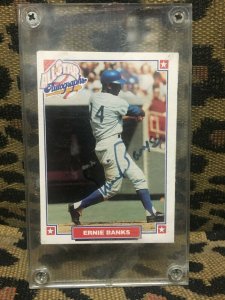 ERNIE BANKS ALLSTAR AUTOGRAPHS NABISCO CARD 1993 w/ COA