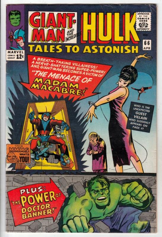 Tales to Astonish #66 (Apr-65) VF+ High-Grade Incredible Hulk, Giant Man, Wasp