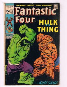 Fantastic Four # 112 VG/FN Marvel Comic Book Hulk Vs. Thing KEY Classic Cov. J35
