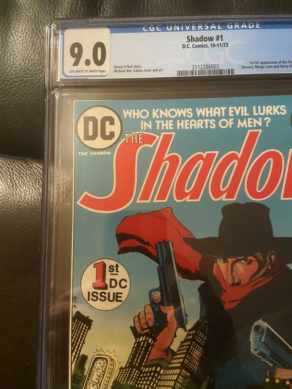 Shadow (1973) #1 CGC 9.0 Blue Label Of-White To White Pages 1st DC App Shadow