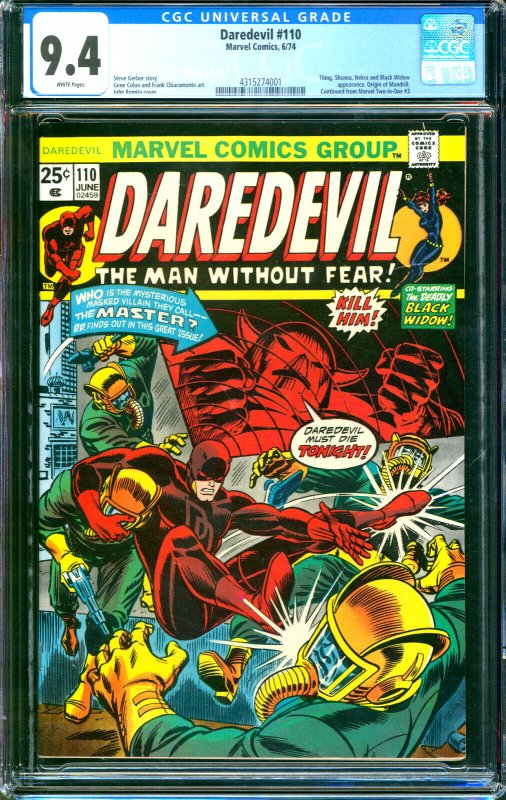 Daredevil #110 Marvel Comics 1974 CGC 9.4 Black Widow Appearance