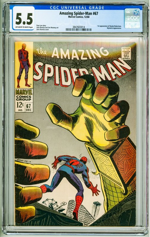 The Amazing Spider-Man #67 (1968) CGC 5.5! OWW Pages!