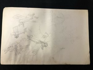 Pulp Magazine Original Aviation Art Penciled Unfinished Unpublished