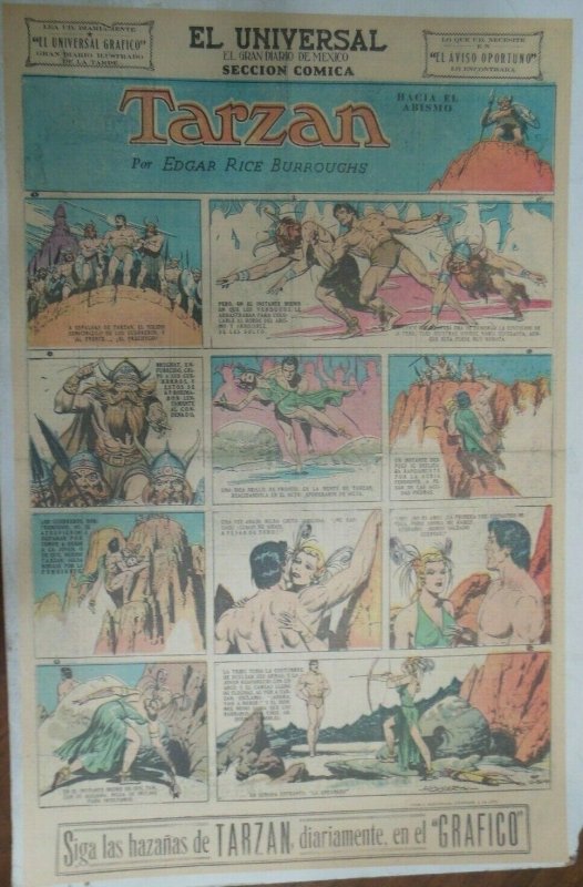 Tarzan Sunday Page #607 Burne Hogarth from 10/25/1942 in Spanish! Full Page Size