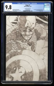 Siege (2010) #1 CGC NM/M 9.8 White Pages 1:300 Quesada Sketch Virgin Variant