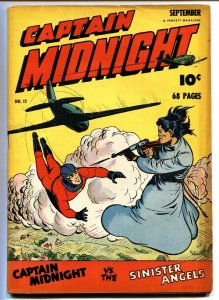 Captain Midnight #12 comic book 1943-Fawcett-Mac Raboy cover-WWII tommy gun