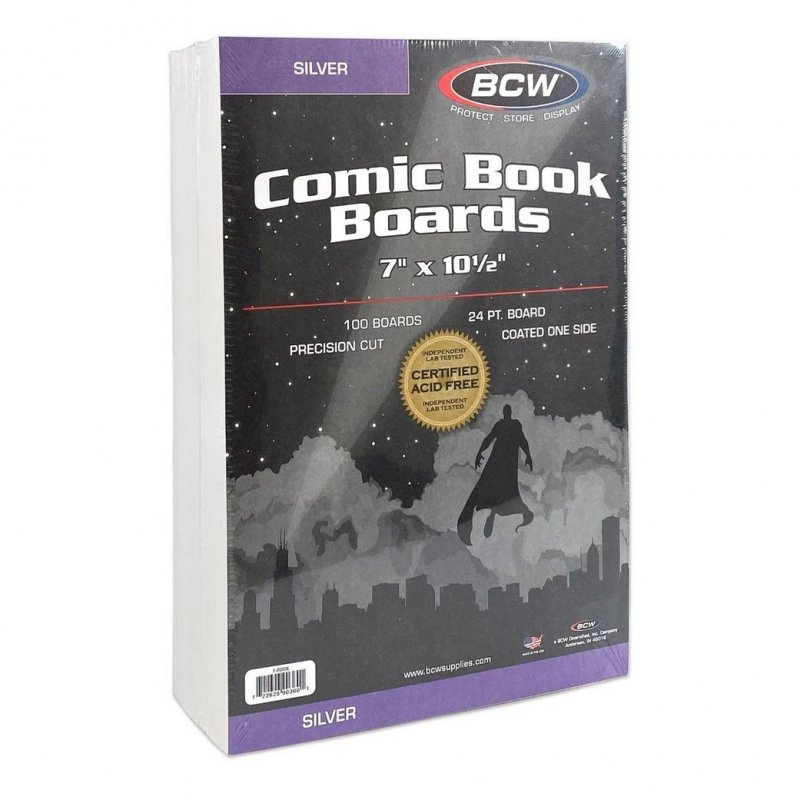 Silver Comic Backing Boards 100 Boards per Pack