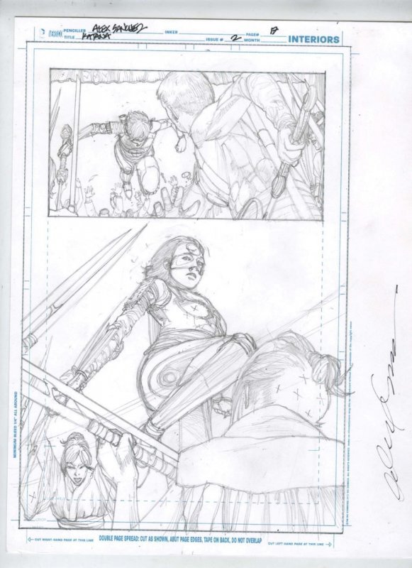 Katana #2 pg 17 DC New 52-Justice League Original Penciled art by ALEX SANCHEZ 