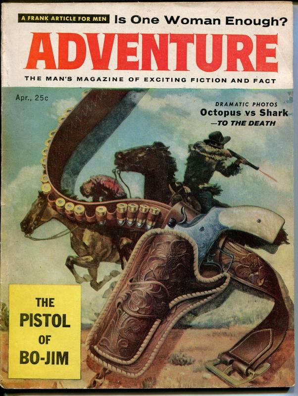 Adventure 4/1958-Popular-Octopus vs Shark-Gil Cohen-cheesecake-VG