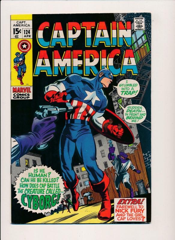 Marvel Captain America #124 1970 Cyborg ~ FN (PF139) Stan Lee