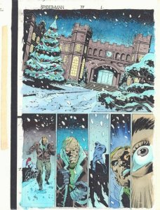 Spider-Man #77 p.1 Color Guide Art - ESU Campus Splash - 1997 by John Kalisz