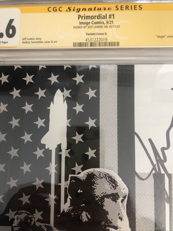 Primordial (2021) # 1 (CGC 9.6 SS) Signed Jeff Lemire* Image Comics * Sorrentino