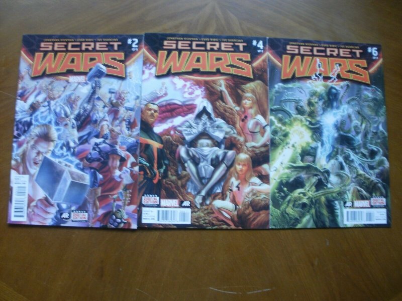 3 Near-Mint Marvel SECRET WARS #2 #4 #6 (2015) Hickman Ribic (Battleworld Doom)