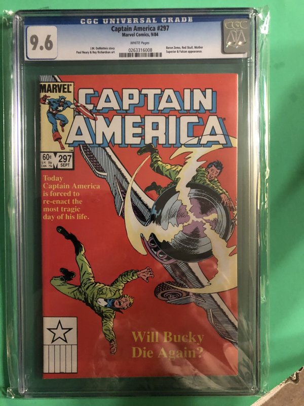 Captain America #297 (CGC 9.6 WP (84) RED SKULL, FALCON,  BARON ZEMO, APP.