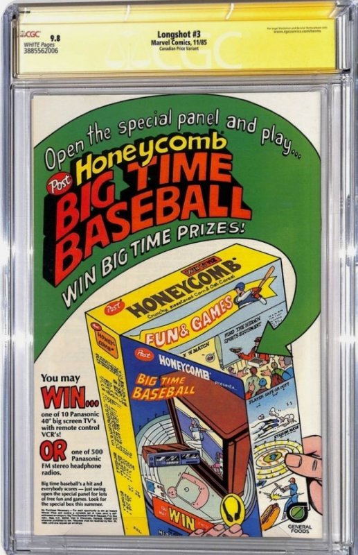 Longshot #3 CGC 9.8 1985