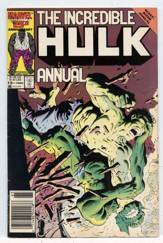 The Incredible Hulk Annual #15 Newsstand Edition (1986). In FN+ condition.