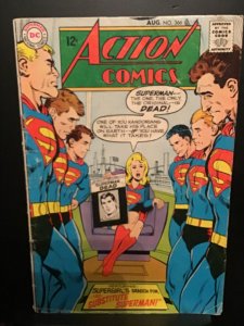 Action Comics #366 (1968) Supergirl and Supermen cover mid-grade FN