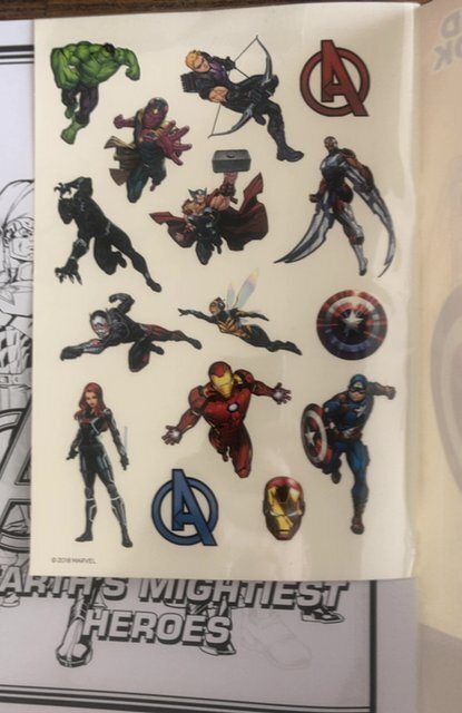 Avengers coloring & activity book w/ tattoos, 2018